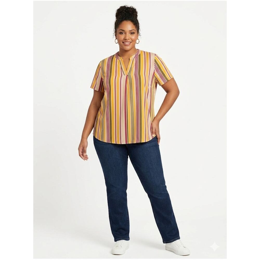 Cato Summer Striped Top Blouse Colorful Casual Lightweight Plus Size XL